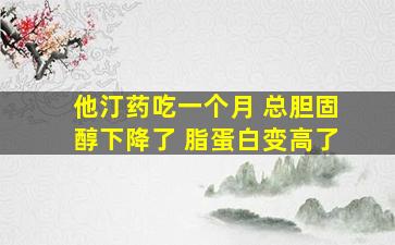 他汀药吃一个月 总胆固醇下降了 脂蛋白变高了